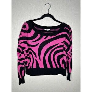 NEW Bar III Sweater Womens Petite Medium Zebra Swirl Crewneck Pullover